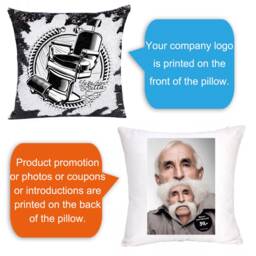 Personalized Two Photos Pillow Cover - Custom Company Logo Sequin For Small Business - thumbnail 2