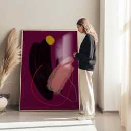Burgundy Abstract Digital Download - Modern Art Print Unique Wall Decor & Home Artwork - thumbnail 1