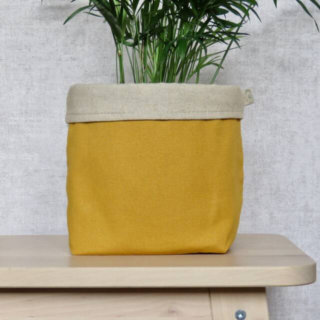 Mustard Yellow Plant Pot Cover, Fabric Planter Sleeve, Warm Minimal Decor - image 1