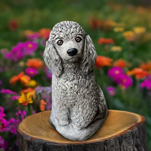 Cute Poodle Statue Concrete Dog Figurine Cement Puppy Sculpture Stone Figure Outdoor Garden Decor Poodle Lover Gift Yard Art Ornament - image 1