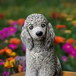 Cute Poodle Statue Concrete Dog Figurine Cement Puppy Sculpture Stone Figure Outdoor Garden Decor Poodle Lover Gift Yard Art Ornament - thumbnail 3
