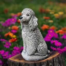 Cute Poodle Statue Concrete Dog Figurine Cement Puppy Sculpture Stone Figure Outdoor Garden Decor Poodle Lover Gift Yard Art Ornament - thumbnail 2