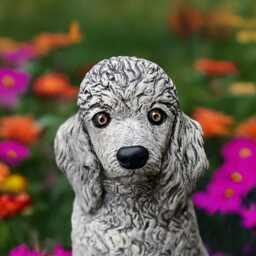 Cute Poodle Statue Concrete Dog Figurine Cement Puppy Sculpture Stone Figure Outdoor Garden Decor Poodle Lover Gift Yard Art Ornament - thumbnail 4