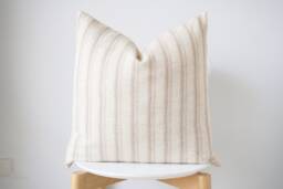 Handmade Hmong Hemp Pillow Cover Neutral Striped Lumbar - thumbnail 1