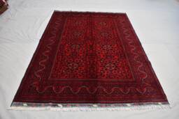 Handwoven Afghan Bukhara Rug Turkmen Wool Carpet, Boho Decor - 7.11 X 5.6 Ft - thumbnail 1