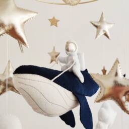 Space Baby Mobile Whale, Astronaut, Moon & Stars - Nursery Decor - thumbnail 2
