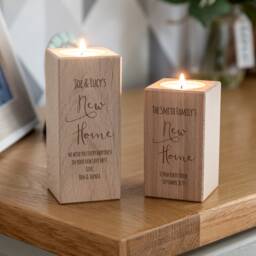 New Home Gift, First Wood Candle Holder, Personalised Wooden Gifts For Couple Lc358 - thumbnail 3