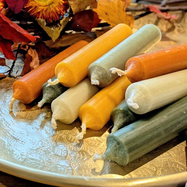 10 Mixed Short Dinner Candles - Warm Autumn Colours Golden Hygge - image 1