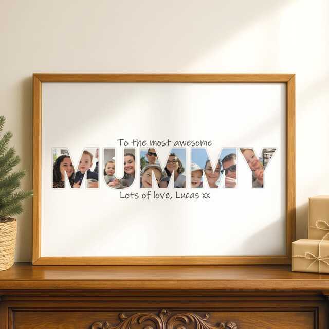 Personalised Mummy Photo Collage, Framed Print, Image Within Words, Custom Design Print For Mum, Gifts - image 1