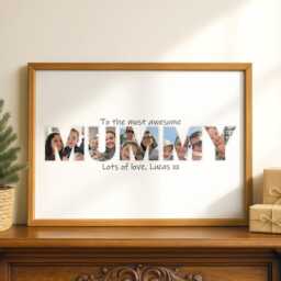 Personalised Mummy Photo Collage, Framed Print, Image Within Words, Custom Design Print For Mum, Gifts - thumbnail 1