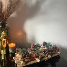 Christmas Candle Tealight Holder Xmas Wreath Dining Table Hold 3 Candles Ornament Decoration Home Decor Artificial Tableware Pinecone Berry - thumbnail 3