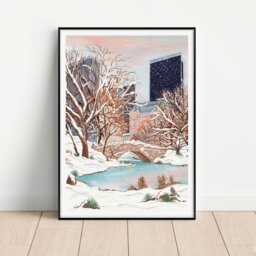 New York Central Park Art Print, Winter Scene, Poster, Nyc Snow Scene - thumbnail 3