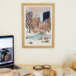New York Central Park Art Print, Winter Scene, Poster, Nyc Snow Scene - thumbnail 2