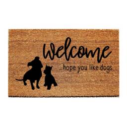 Custom Doormat - Welcome ...hope You Like Dogs Pitbull & Miniature Schnauzer - thumbnail 1