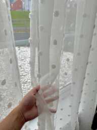 Custom Curtains White Pom Dots Net Sheer Voile Curtain For Bedroom Living Room - thumbnail 1