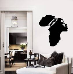African Vinyl Wall Decal Female Face Map Africa Woman Decor Art Stickers Mural - #2752Di - thumbnail 1