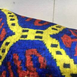 Velvet Ikat Pillow Cover, Handwoven Silk Cushion - 16x24 - thumbnail 3