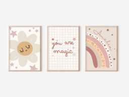 Personalised Rainbow, You Are Magic & Daisy Set Of 3 Prints. Perfect For A Playroom, Nursery Or Bedroom - Prints Only - thumbnail 1