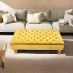 Chesterfield Plush Velvet Footstool - Tufted Ottoman With Wooden Legs - thumbnail 2
