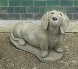 Concrete Dachshund Statue Stone Dog Garden Sculpture Outdoor Puppy Decoration Memorial Pet Ornament Cement Art Dachshund Lover Gift - thumbnail 1