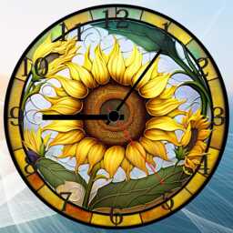 Sunflower Faux Stained Glass Wall Clock, Vibrant Colors - thumbnail 3