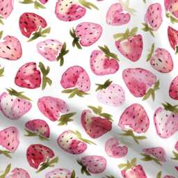 strawberries Sheets - By Daria_Nokso Watercolor Fruit Summer Plant Red Berry Cotton Sateen Sheet Set Bedding Spoonflower - thumbnail 4