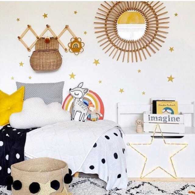 Star Wall Decals For Kids Rooms, Removeable Nursery Stickers, Neutral Decor, Celestial Playroom Mixed Size Gold - image 1