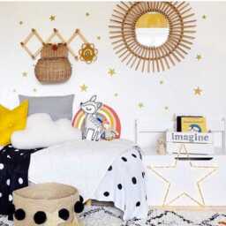 Star Wall Decals For Kids Rooms, Removeable Nursery Stickers, Neutral Decor, Celestial Playroom Mixed Size Gold - thumbnail 1