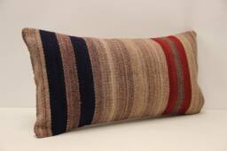 Throw Kilim Pillow Cover 12x24 Inch - 30x60 cm Vintage Rug Turkish Cushion Lumbar 4Oaf-526