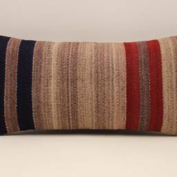 Throw Kilim Pillow Cover 12x24 Inch - 30x60 cm Vintage Rug Turkish Cushion Lumbar 4Oaf-526 - thumbnail 2