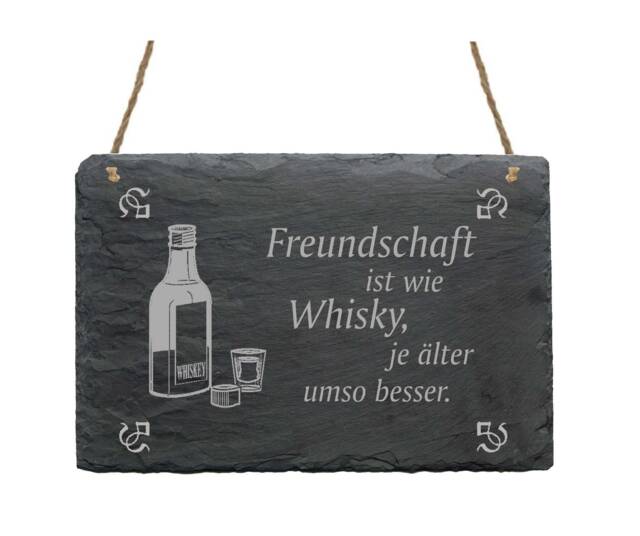 Weatherproof Slate + Saying ??Freundschaft Is Like Whisky?? Shield Door Sign Wall Decoration Gift Friends Fellow Whiskey Friend