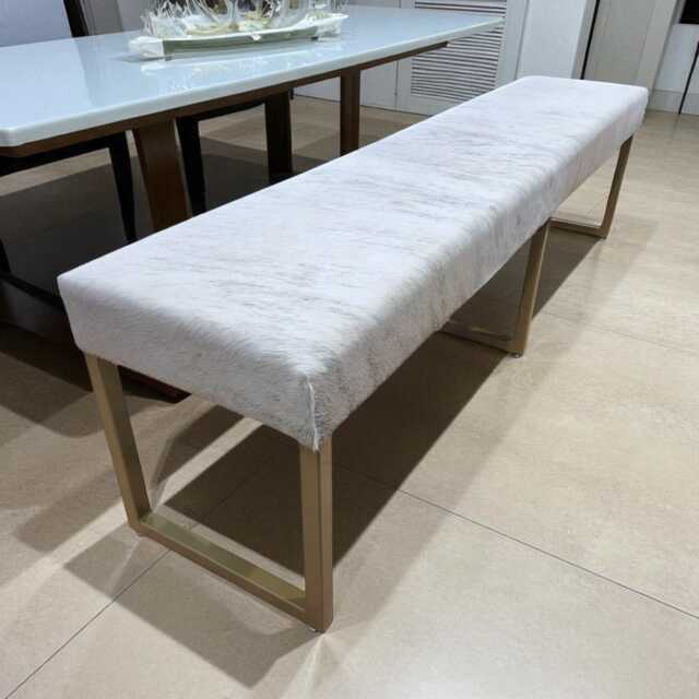 Genuine Cowhide & Steel 4-Person Dining Bench - 180cm/71 - image 1
