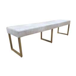 Genuine Cowhide & Steel 4-Person Dining Bench - 180cm/71 - thumbnail 4