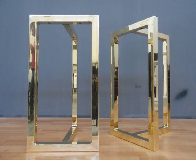 "Dining Table Legs , 28"" X 15"" Solid Brass Trestles Height 26"" - 30" - image 1