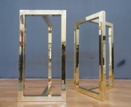 "Dining Table Legs , 28"" X 15"" Solid Brass Trestles Height 26"" - 30"