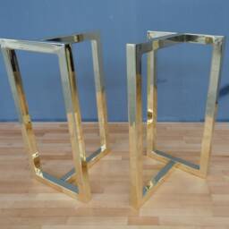 "Dining Table Legs , 28"" X 15"" Solid Brass Trestles Height 26"" - 30" - thumbnail 2
