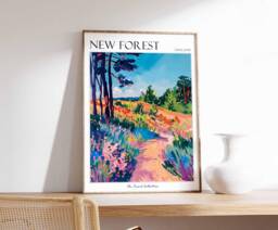 New Forest Travel Poster English Countryside Art Print - thumbnail 1