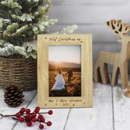 First Christmas As Mr & Mrs Photo Frame- Married Frame - Keepsake 1st Xmas Wooden - thumbnail 2