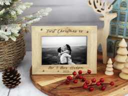 First Christmas As Mr & Mrs Photo Frame- Married Frame - Keepsake 1st Xmas Wooden - thumbnail 1