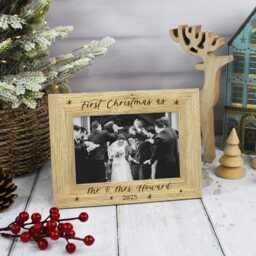 First Christmas As Mr & Mrs Photo Frame- Married Frame - Keepsake 1st Xmas Wooden - thumbnail 3