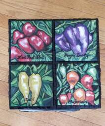 Wrought Iron Painted Tile Pepper Table - thumbnail 1