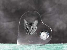 Ocicat - Crystal Clock in The Shape Of A Heart With Image Pure-Bred Cat - thumbnail 1
