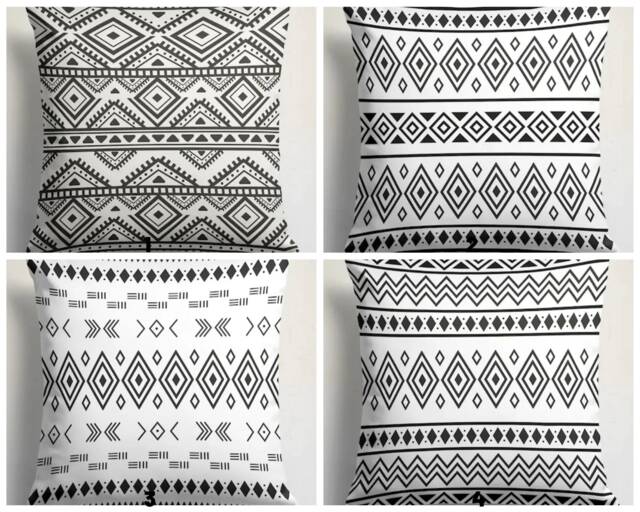 Southwestern Pillow Cover/Kilim Rug Cushion Case/Nordic Scandinavian Cover/Aztec Pattern Covers/Black White Throw Pillowcase - image 1