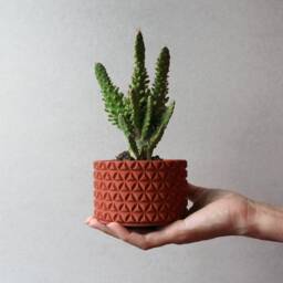 Geometric Concrete Planter For Succulents - Modern Indoor Cactus Pot 3D Patterned Cement Flower Minimalist Home Decor Gift - thumbnail 4