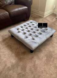Handmade Grey Velvet Ottoman Footstool Square Low Foot Rest