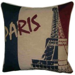 Paris Eiffel Tower French Flag Woven Tapestry Cushion Cover Sham Pillow - thumbnail 1
