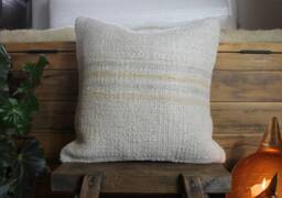40cm - 16Inch Vintage Kilim Cushion Cover Handwoven - Soft Weave Plain Hemp Wool Linen