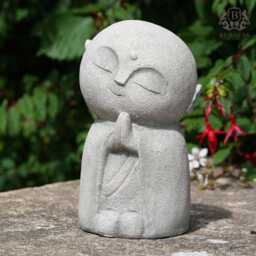 Meditating Monk Resin Statue - Oriental Sculpture Garden Ornament Buddha Decor - thumbnail 2