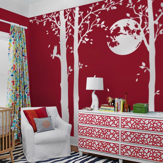 Baby Nursery Large White Tree Decal Huge Tree Wall Wall Art Tattoo Mural Stickers Decals Decor - Nt013 - image 1