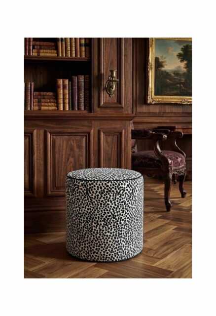 Animal Dalmatian Print Fabric Upholstered Round Footstool Dressing Table Pouffe Coffee Table, Footrest - image 1
